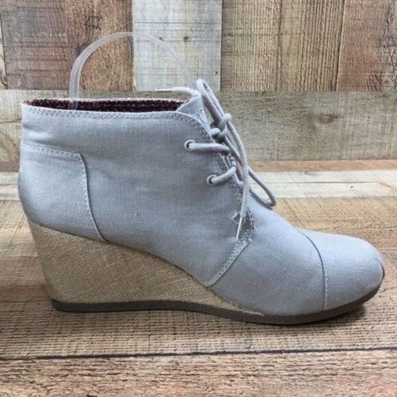 Bobs‎ Skechers Gray Wedge Ankle Booties Lace Up - Picture 5 of 11